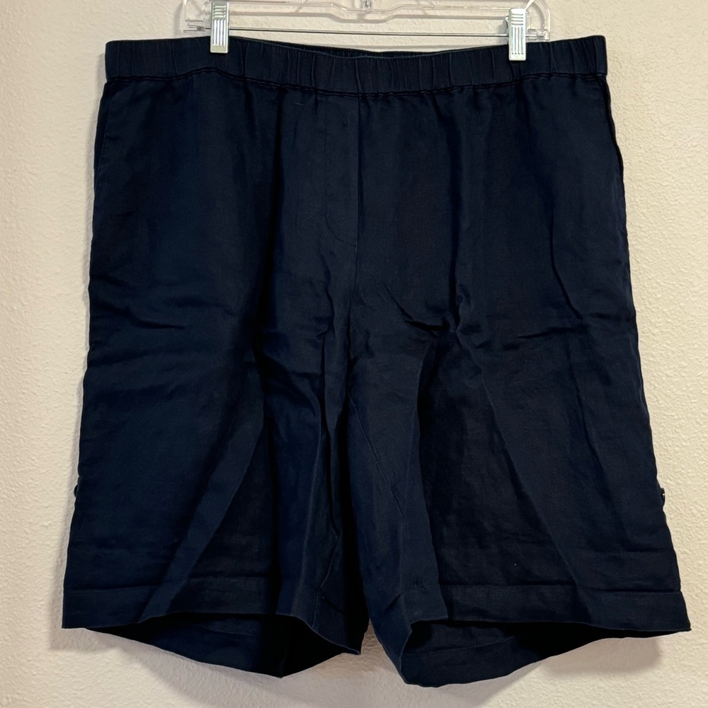 J. Jill Womens Navy Blue Linen Shorts, size XL, futs like 2X - Picture 2 of 12